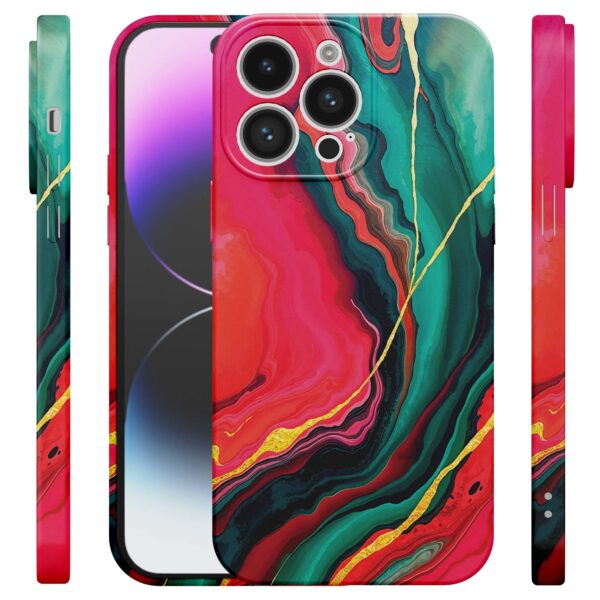 rood groen marmer opdruk_iPhone 14 Pro Max telefoonhoesje met volledige rondom bedrukking (4)