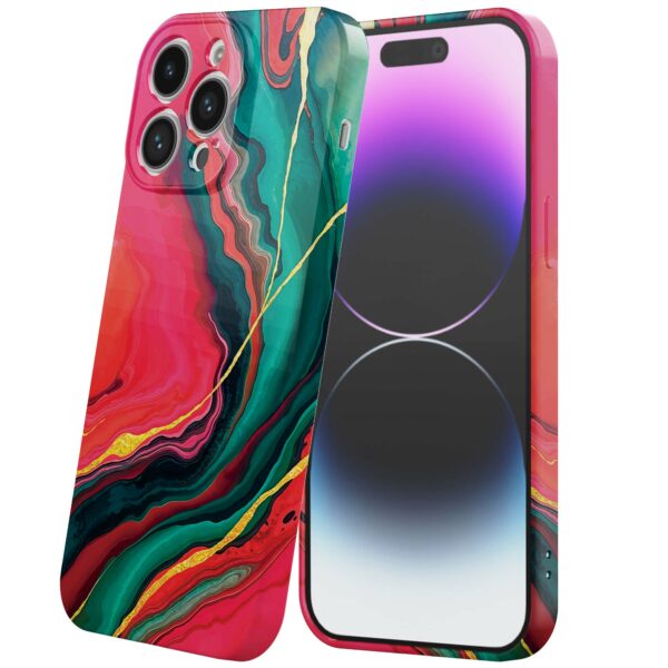 rood groen marmer opdruk_iPhone 14 Pro Max telefoonhoesje met volledige rondom bedrukking (6)