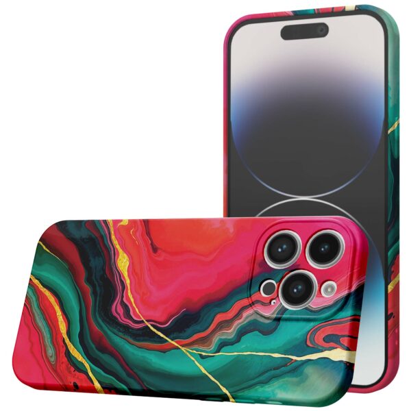 rood groen marmer opdruk_iPhone 14 Pro telefoonhoesje met volledige rondom bedrukking (1)
