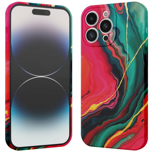 rood groen marmer opdruk_iPhone 14 Pro telefoonhoesje met volledige rondom bedrukking (3)