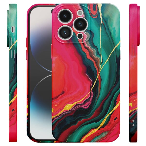 rood groen marmer opdruk_iPhone 14 Pro telefoonhoesje met volledige rondom bedrukking (4)