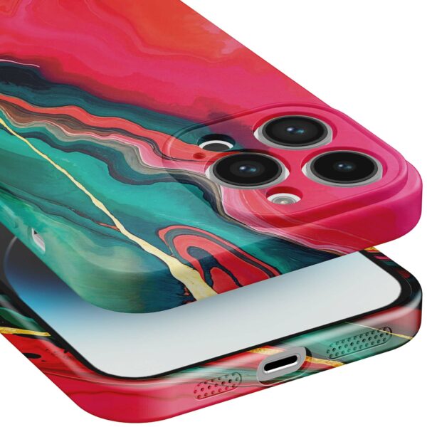 rood groen marmer opdruk_iPhone 14 Pro telefoonhoesje met volledige rondom bedrukking (5)