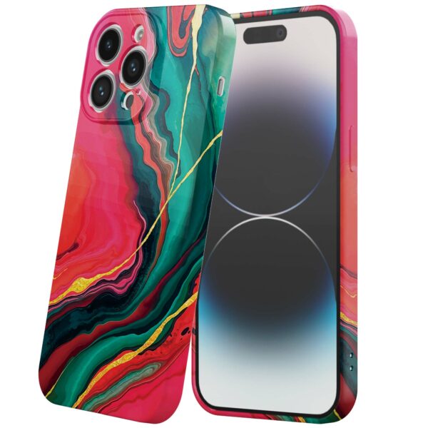 rood groen marmer opdruk_iPhone 14 Pro telefoonhoesje met volledige rondom bedrukking (6)