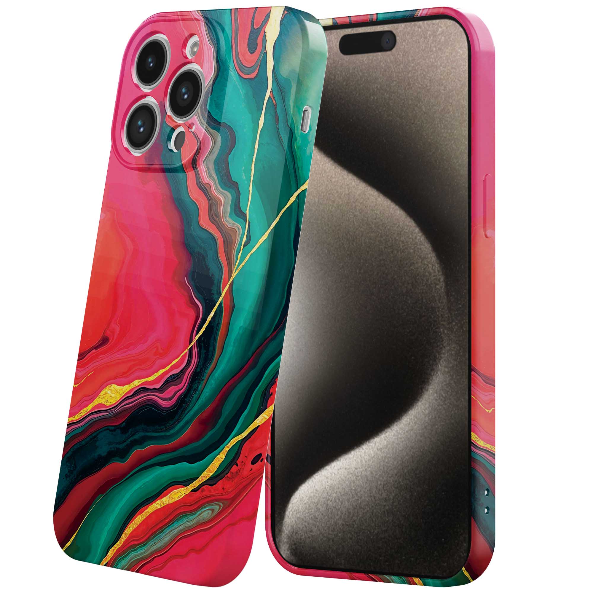 rood groen marmer opdruk_iPhone 15 Pro Max telefoonhoesje met volledige rondom bedrukking (6)