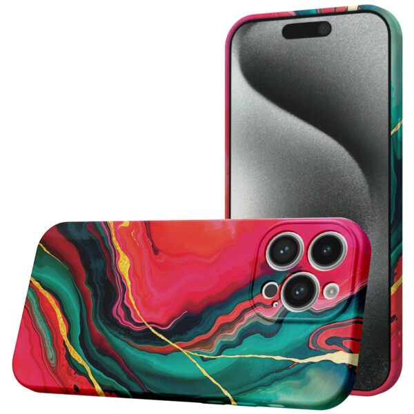 rood groen marmer opdruk_iPhone 15 Pro telefoonhoesje met volledige rondom bedrukking (1)