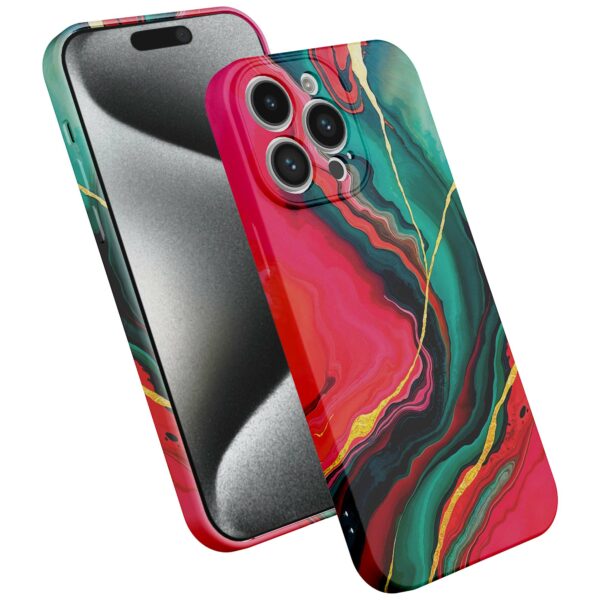 rood groen marmer opdruk_iPhone 15 Pro telefoonhoesje met volledige rondom bedrukking (2)