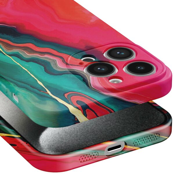 rood groen marmer opdruk_iPhone 15 Pro telefoonhoesje met volledige rondom bedrukking (5)