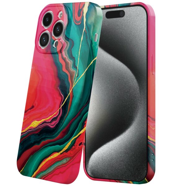 rood groen marmer opdruk_iPhone 15 Pro telefoonhoesje met volledige rondom bedrukking (6)