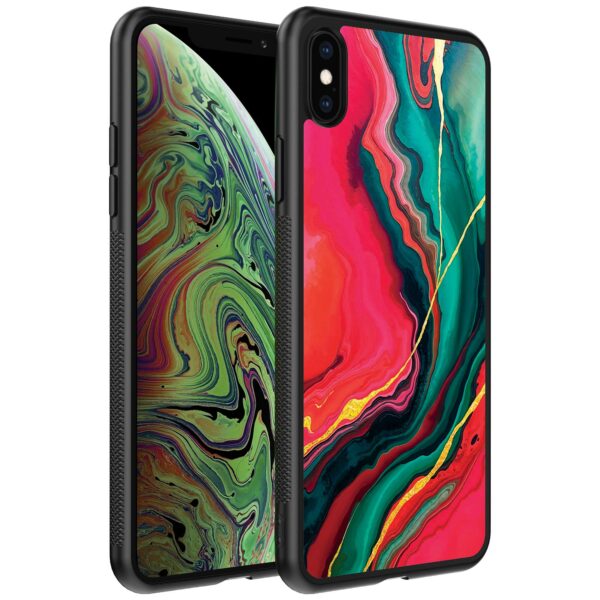 rood groen marmer opdruk_iPhone X-Xs telefoonhoesje (1)