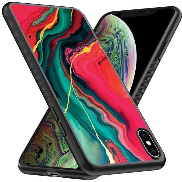 rood groen marmer opdruk_iPhone X-Xs telefoonhoesje (2)
