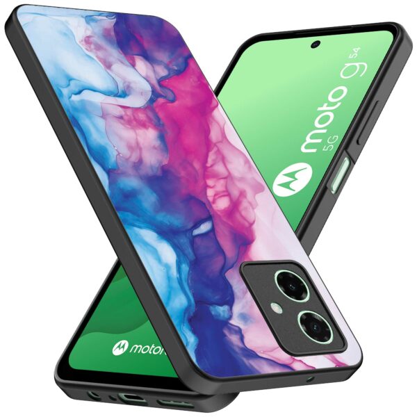roze blauw marmer opdruk_Motorola Moto G54 telefoonhoesje