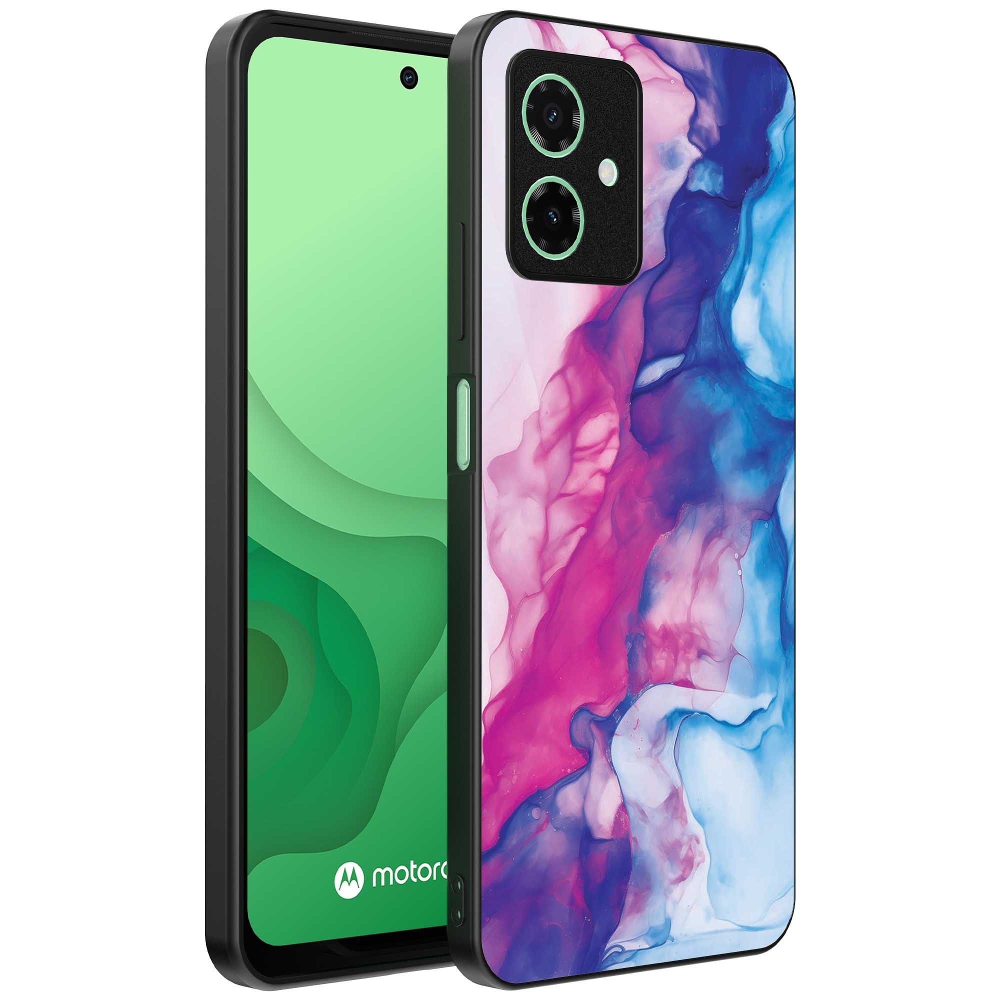 roze blauw marmer opdruk_Motorola Moto G54 telefoonhoesje met