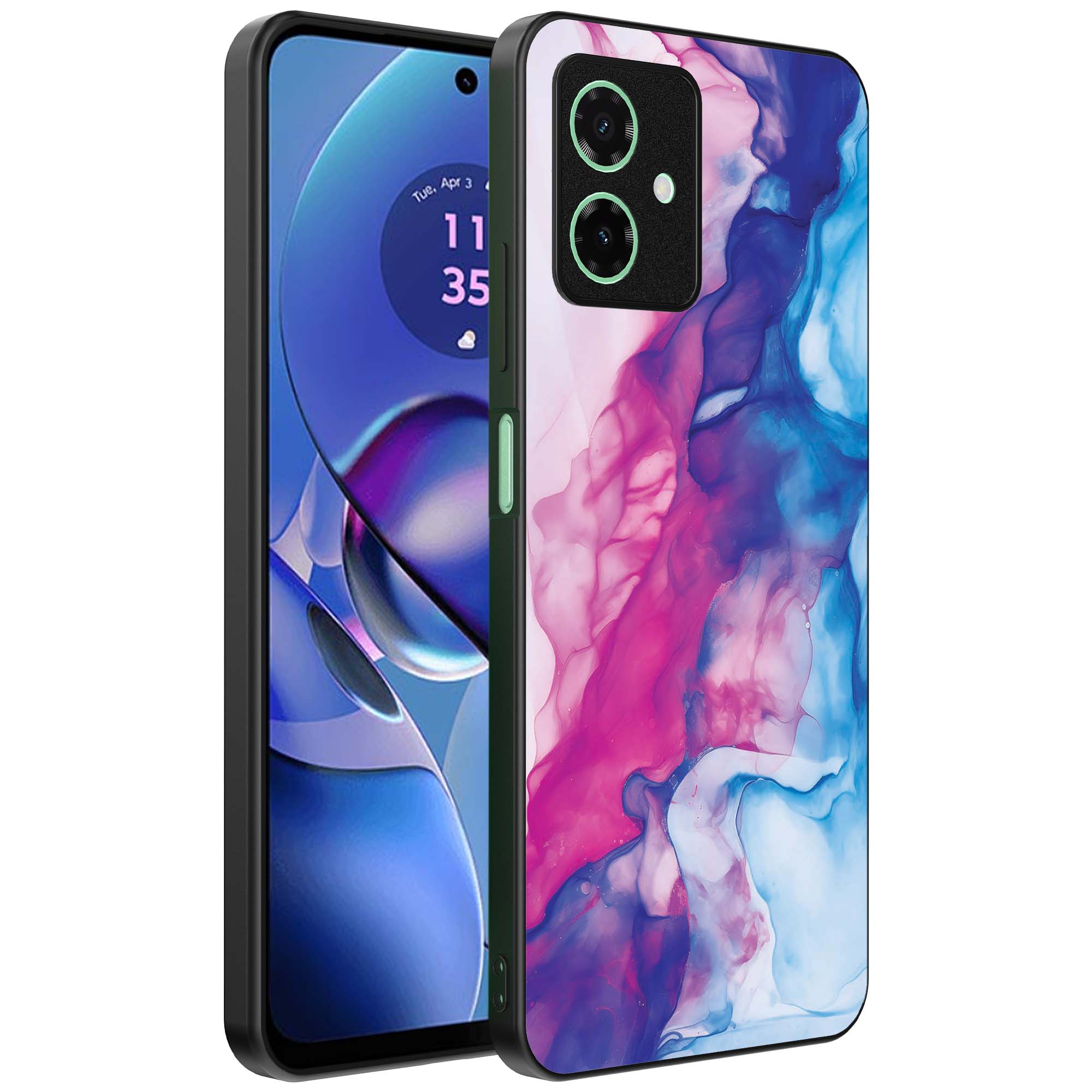 roze blauw marmer opdruk_Motorola Moto G64 telefoonhoesje (1)