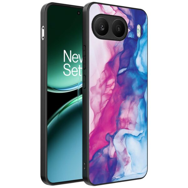 roze blauw marmer opdruk_OnePlus Nord 4 Telefoonhoesje (1)