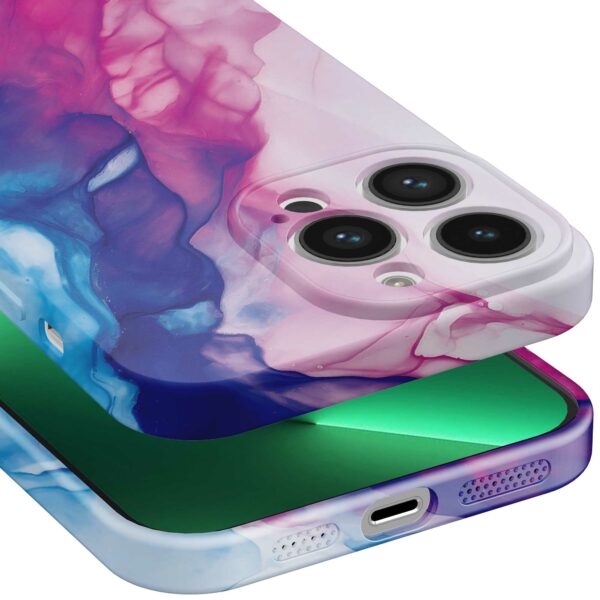 roze blauw marmer opdruk_iPhone 13 Pro Max telefoonhoesje met volledige rondom bedrukking (5)