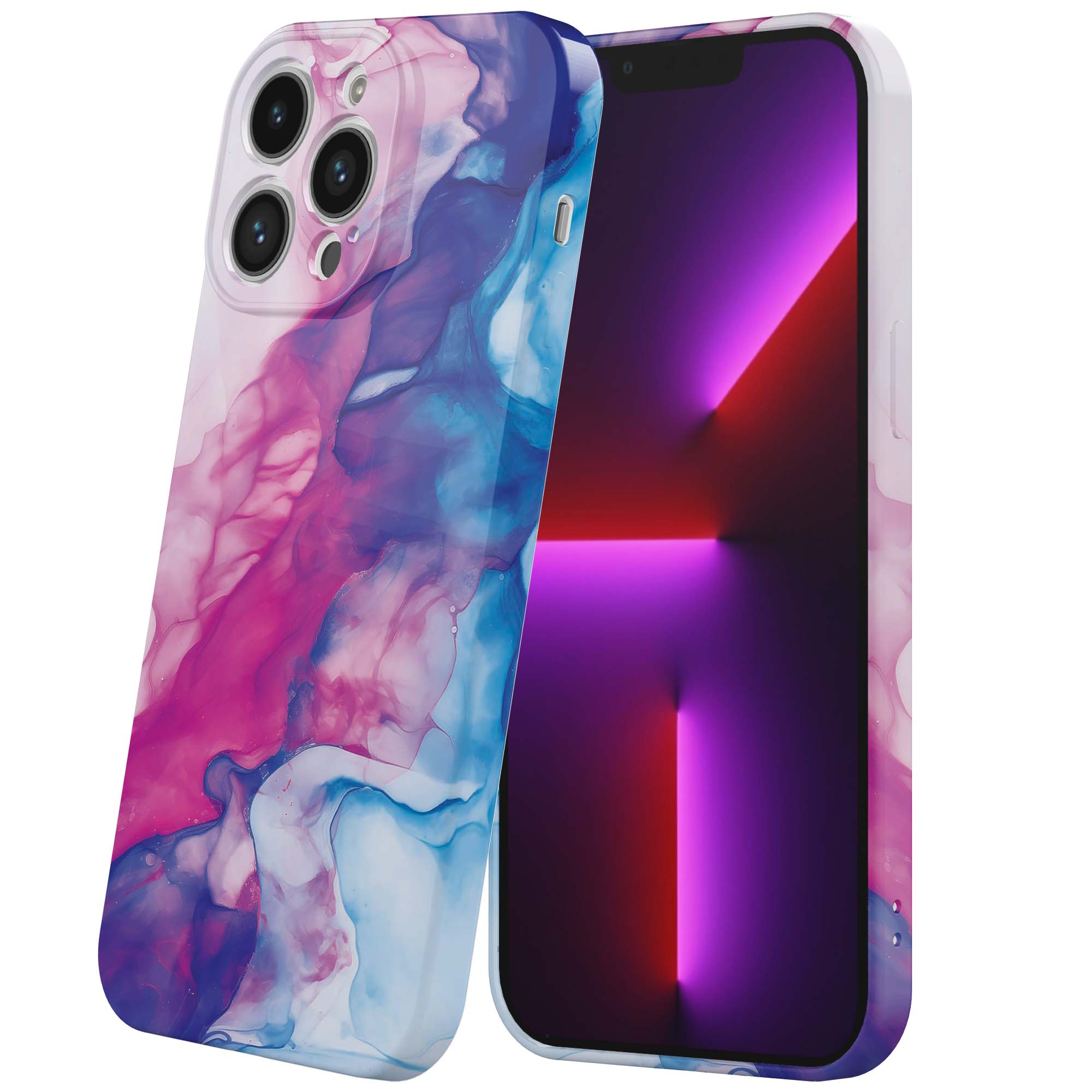 roze blauw marmer opdruk_iPhone 13 Pro telefoonhoesje met volledige rondom bedrukking (6)