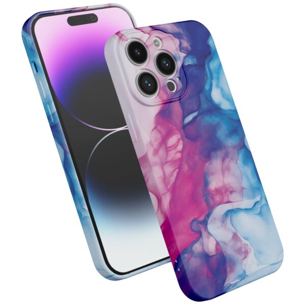 roze blauw marmer opdruk_iPhone 14 Pro Max telefoonhoesje met volledige rondom bedrukking (2)