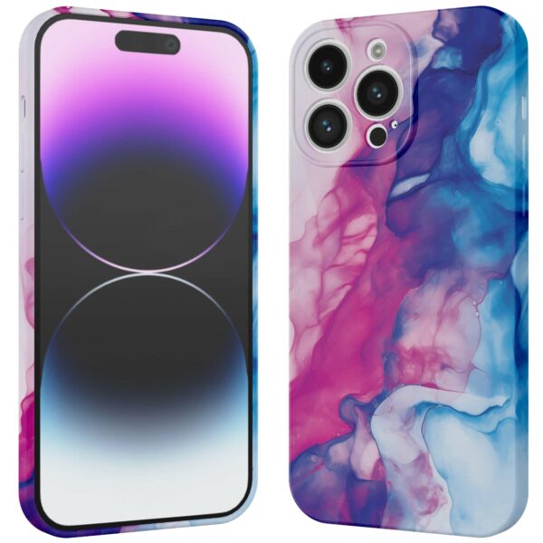 roze blauw marmer opdruk_iPhone 14 Pro Max telefoonhoesje met volledige rondom bedrukking (3)