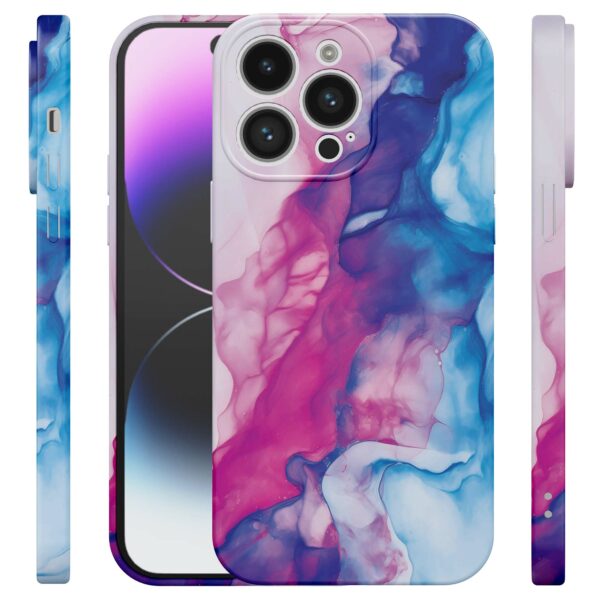 roze blauw marmer opdruk_iPhone 14 Pro Max telefoonhoesje met volledige rondom bedrukking (4)
