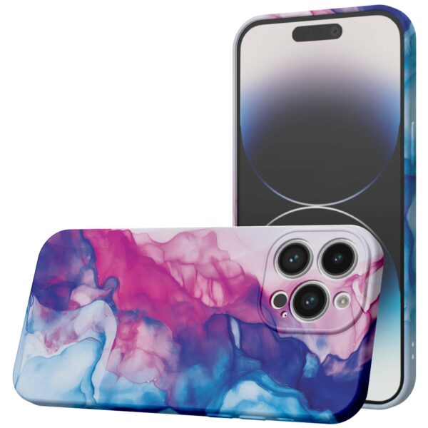 roze blauw marmer opdruk_iPhone 14 Pro telefoonhoesje met volledige rondom bedrukking (1)