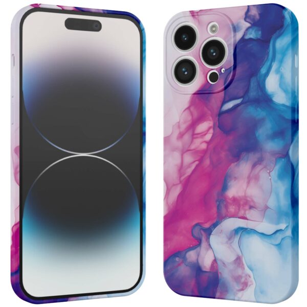 roze blauw marmer opdruk_iPhone 14 Pro telefoonhoesje met volledige rondom bedrukking (3)