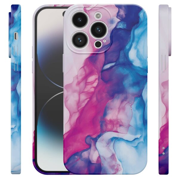 roze blauw marmer opdruk_iPhone 14 Pro telefoonhoesje met volledige rondom bedrukking (4)