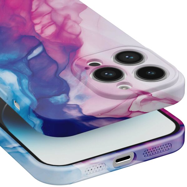roze blauw marmer opdruk_iPhone 14 Pro telefoonhoesje met volledige rondom bedrukking (5)