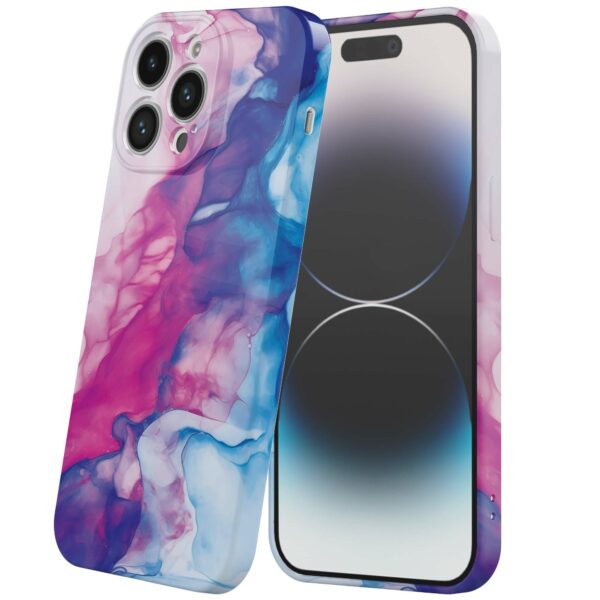 roze blauw marmer opdruk_iPhone 14 Pro telefoonhoesje met volledige rondom bedrukking (6)