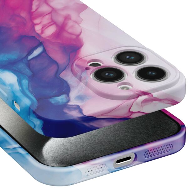 roze blauw marmer opdruk_iPhone 15 Pro telefoonhoesje met volledige rondom bedrukking (5)
