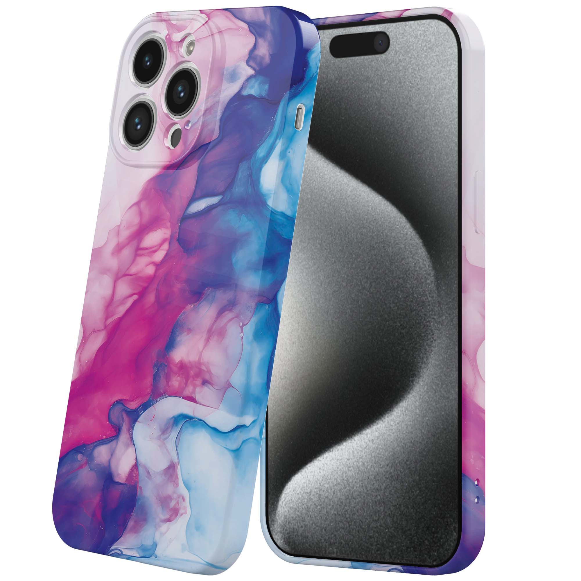 roze blauw marmer opdruk_iPhone 15 Pro telefoonhoesje met volledige rondom bedrukking (6)