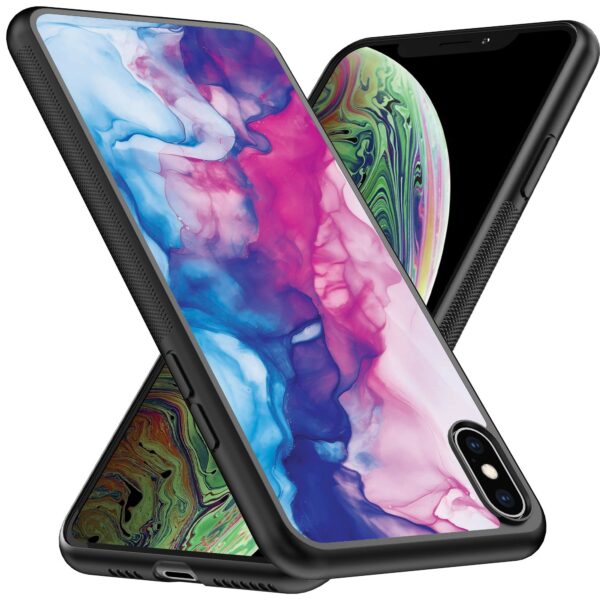 roze blauw marmer opdruk_iPhone X-Xs telefoonhoesje (2)