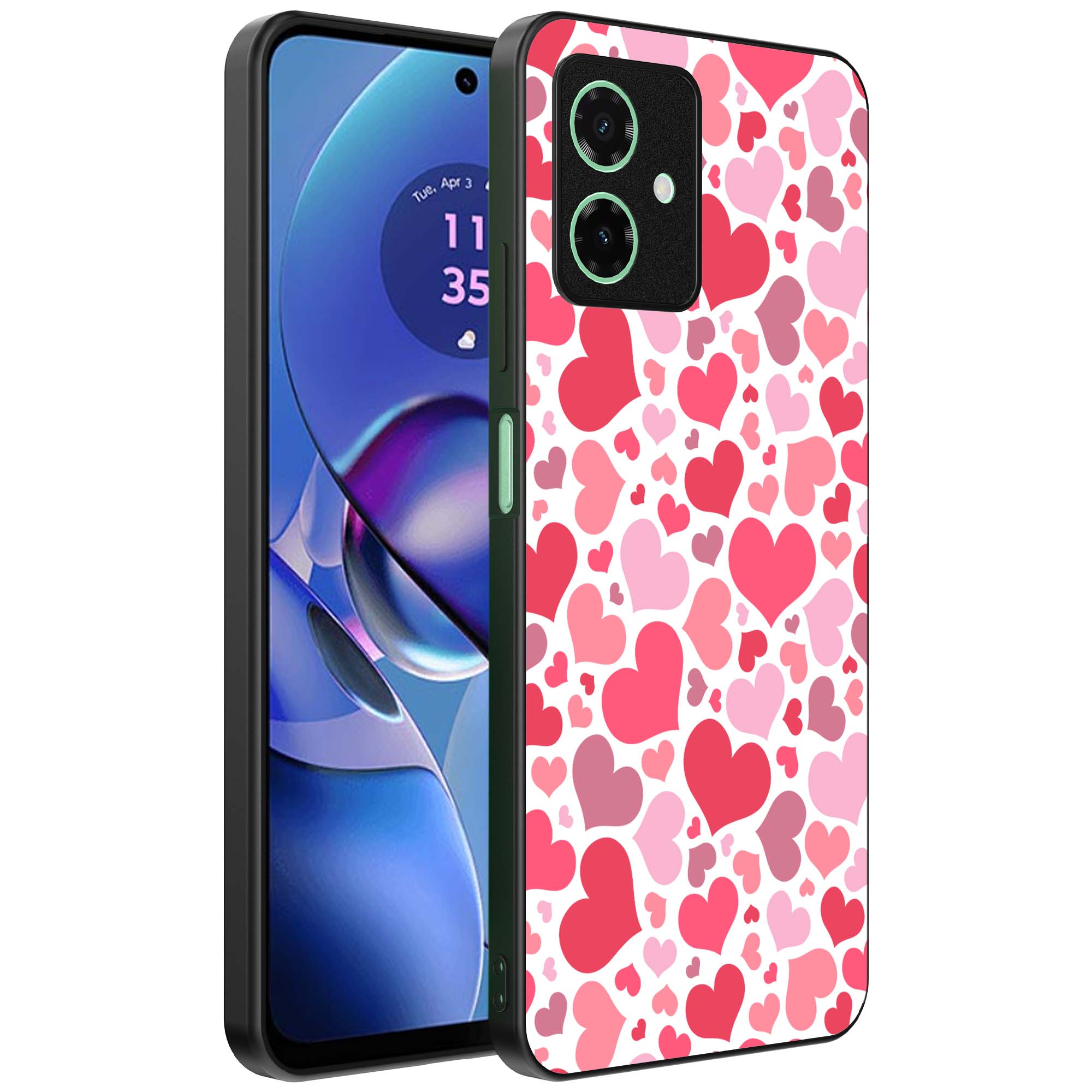 roze en rode hartjes opdruk_Motorola Moto G64 telefoonhoesje (1)