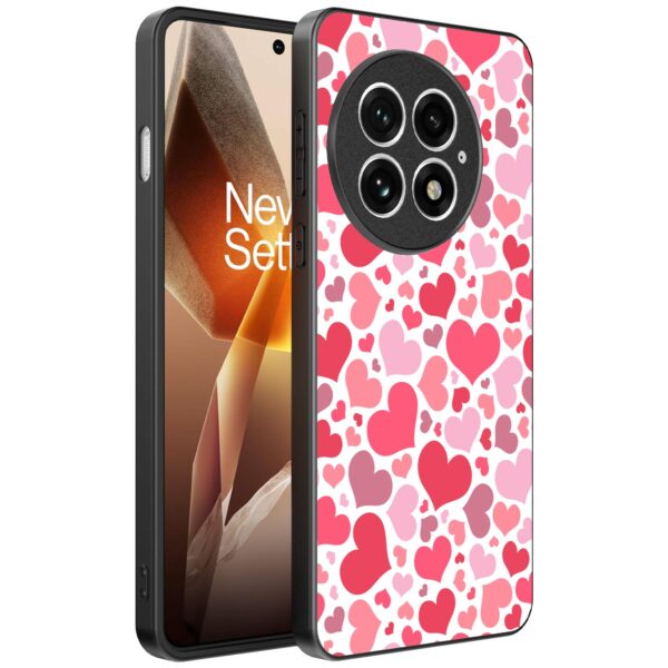 roze en rode hartjes opdruk_OnePlus 13 Telefoonhoesje (1)