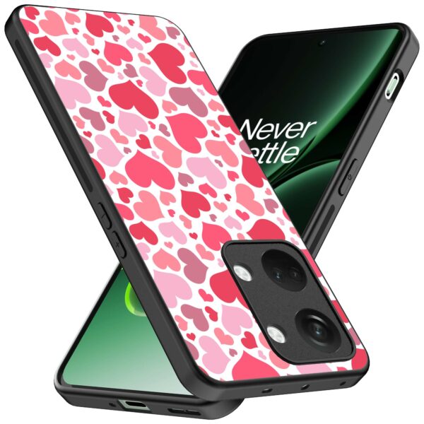 roze en rode hartjes opdruk_OnePlus Nord 3 Telefoonhoesje (2)