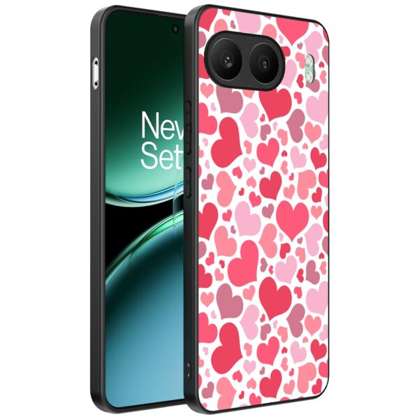 roze en rode hartjes opdruk_OnePlus Nord 4 Telefoonhoesje (1)