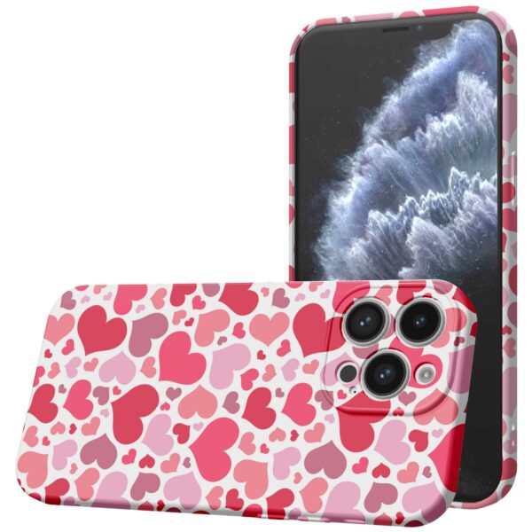roze en rode hartjes opdruk_iPhone 11 Pro telefoonhoesje met volledige rondom bedrukking (1)