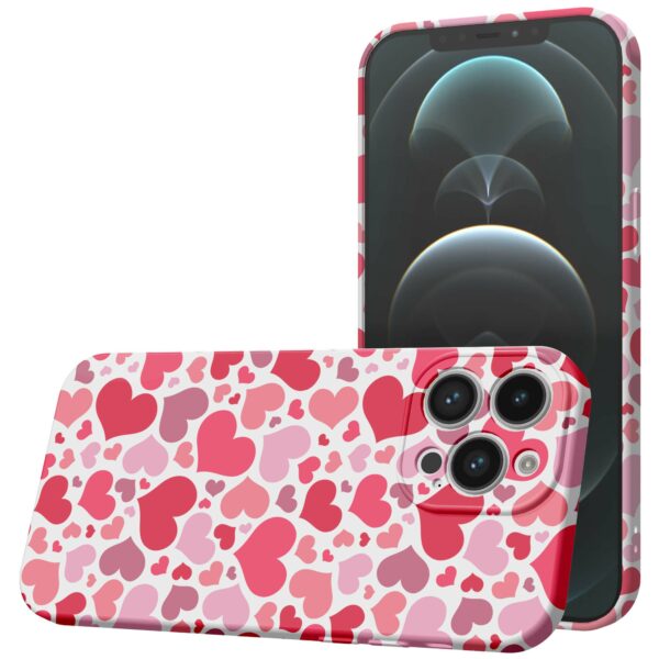 roze en rode hartjes opdruk_iPhone 12 Pro Max telefoonhoesje met volledige rondom bedrukking (1)