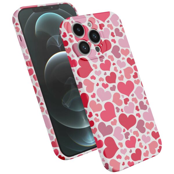 roze en rode hartjes opdruk_iPhone 12 Pro Max telefoonhoesje met volledige rondom bedrukking (2)