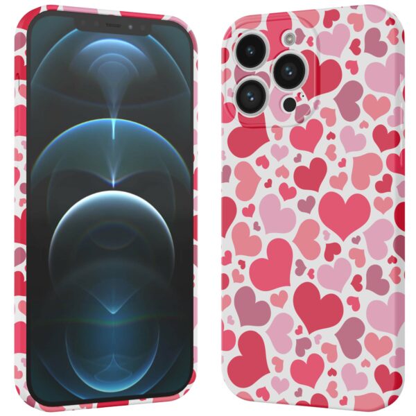 roze en rode hartjes opdruk_iPhone 12 Pro telefoonhoesje met volledige rondom bedrukking (3)