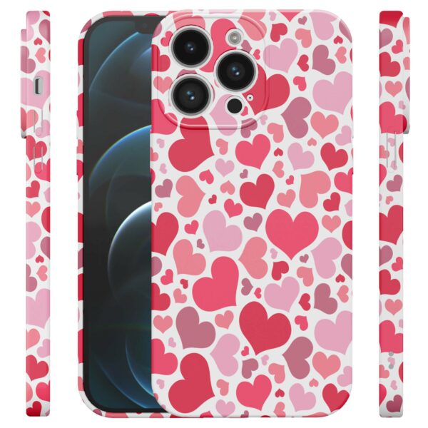 roze en rode hartjes opdruk_iPhone 12 Pro telefoonhoesje met volledige rondom bedrukking (4)