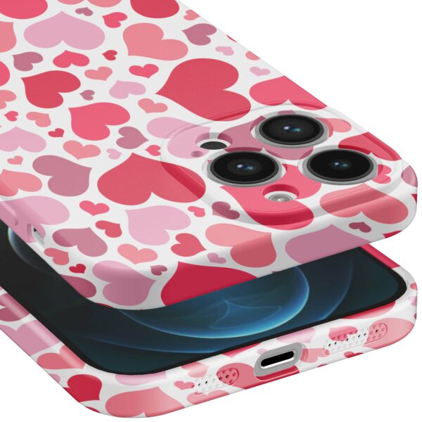 roze en rode hartjes opdruk_iPhone 12 Pro telefoonhoesje met volledige rondom bedrukking (5)