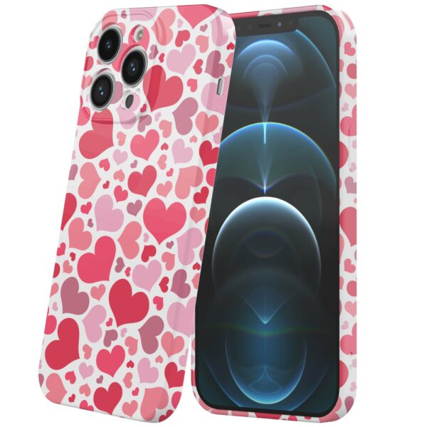 roze en rode hartjes opdruk_iPhone 12 Pro telefoonhoesje met volledige rondom bedrukking (6)