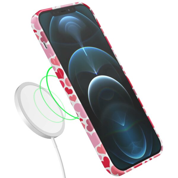 roze en rode hartjes opdruk_iPhone 12 Pro telefoonhoesje met volledige rondom bedrukking (7)