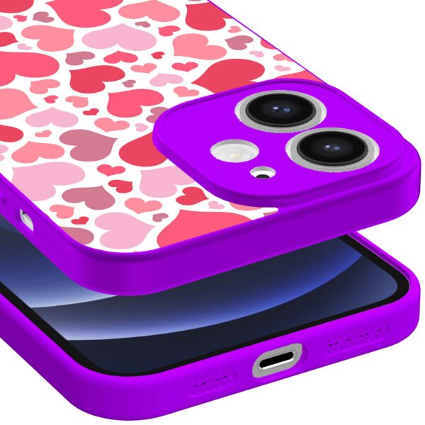 roze en rode hartjes opdruk_iPhone 12 Telefoonhoesje met paars rand (3)