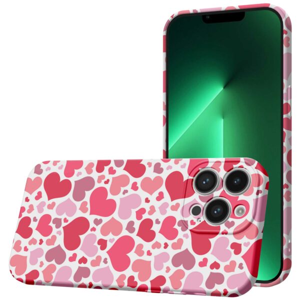 roze en rode hartjes opdruk_iPhone 13 Pro Max telefoonhoesje met volledige rondom bedrukking (1)