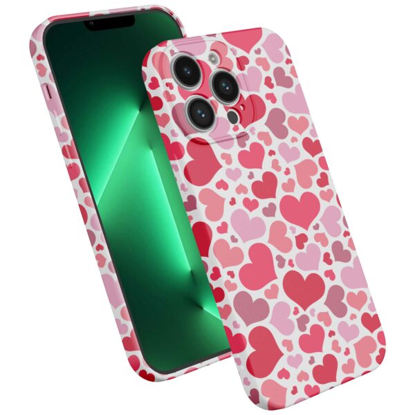 roze en rode hartjes opdruk_iPhone 13 Pro Max telefoonhoesje met volledige rondom bedrukking (2)