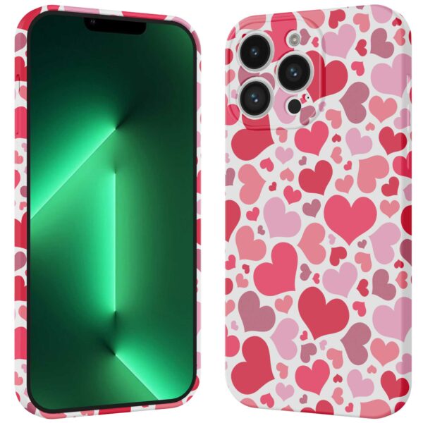 roze en rode hartjes opdruk_iPhone 13 Pro Max telefoonhoesje met volledige rondom bedrukking (3)