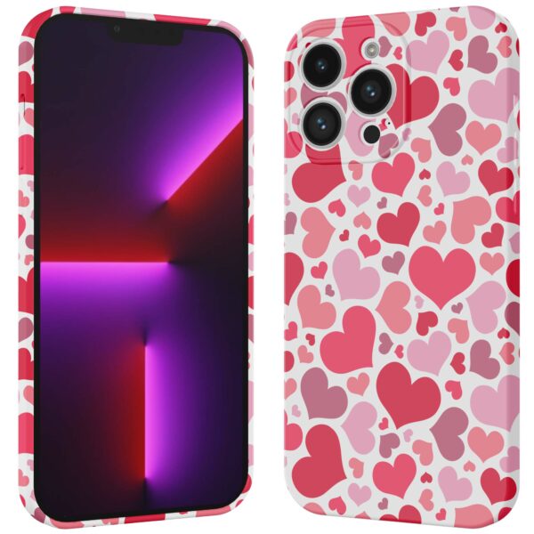roze en rode hartjes opdruk_iPhone 13 Pro telefoonhoesje met volledige rondom bedrukking (3)