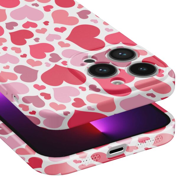 roze en rode hartjes opdruk_iPhone 13 Pro telefoonhoesje met volledige rondom bedrukking (5)