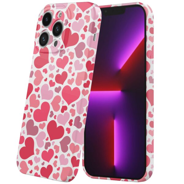 roze en rode hartjes opdruk_iPhone 13 Pro telefoonhoesje met volledige rondom bedrukking (6)
